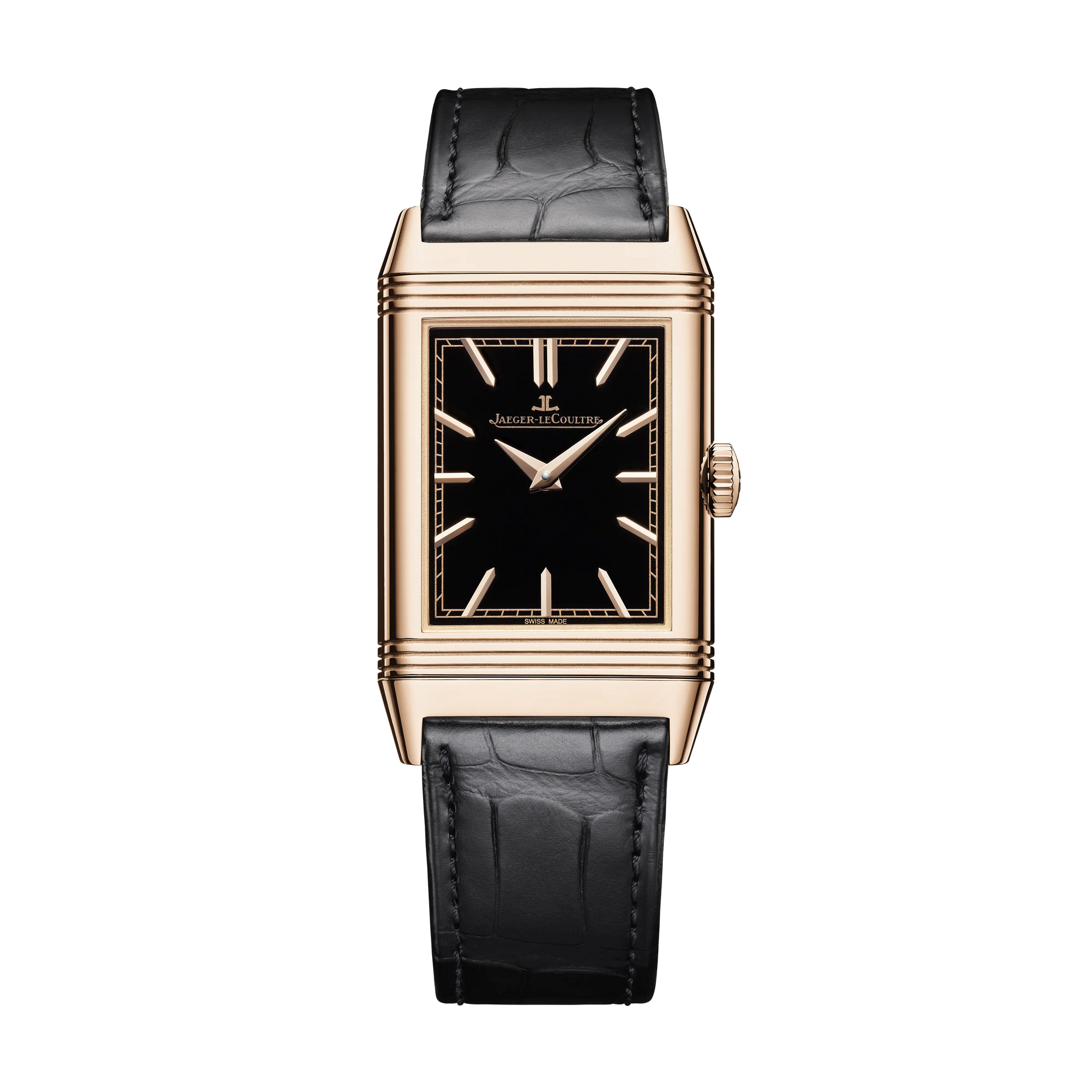 JLC - Reverso Tribute Enamel Horse - Limited Edition - 45.6 MM x 27.4 MM - Pink Gold - Black Enamel Dial - Black Leather Strap - Q39324D3