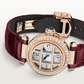 Cartier Pasha de Cartier Rose gold 30 MM - Red Alligator Leather Strap - Diamond Bezel - Opaline Flinqué Dial - WJPA0021