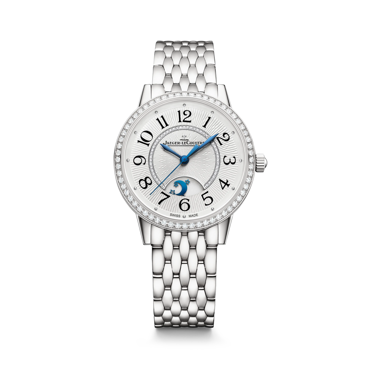 JLC - Rendez-Vous Classic Night & Day - 34 MM - Stainless Steel - Silvered-Gray Guilloché Diamond Dial - Diamond Bezel - Stainless Steel Bracelet - Q3448132