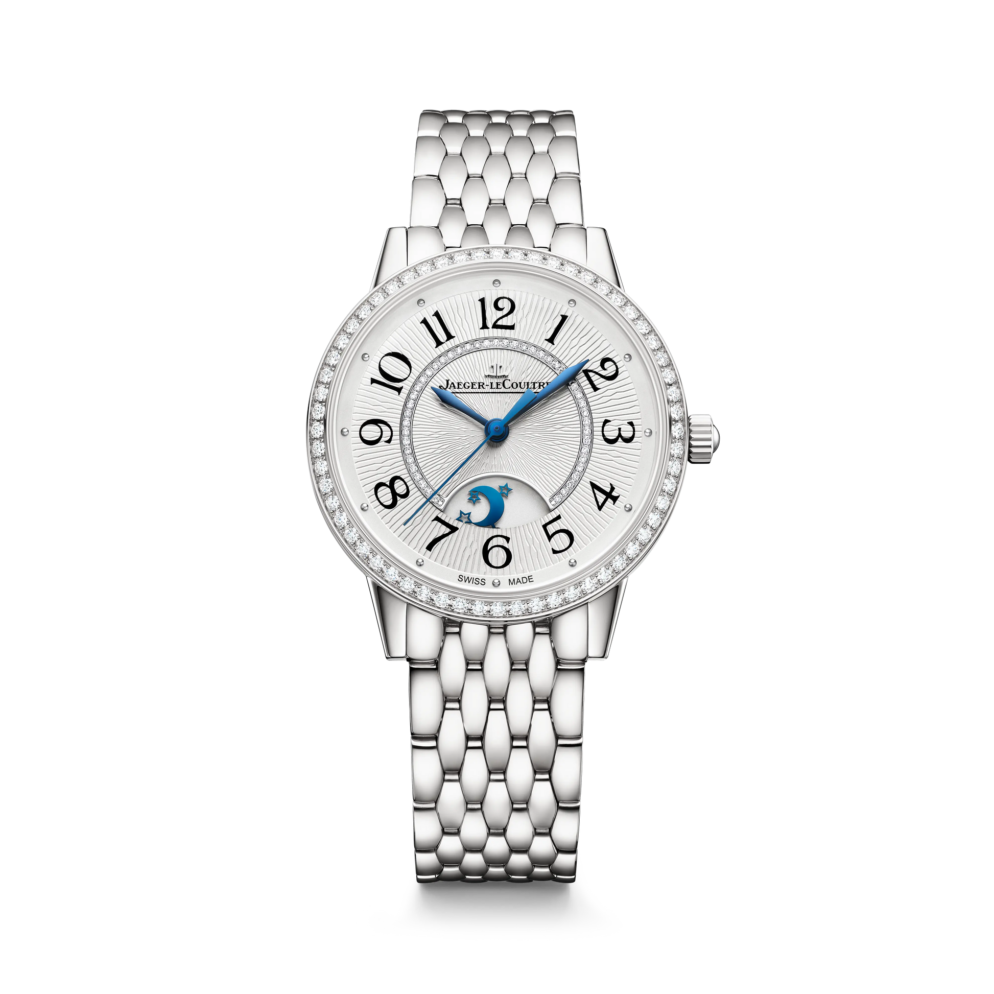 JLC - Rendez-Vous Classic Night & Day - 34 MM - Stainless Steel - Silvered-Gray Guilloché Diamond Dial - Diamond Bezel - Stainless Steel Bracelet - Q3448132