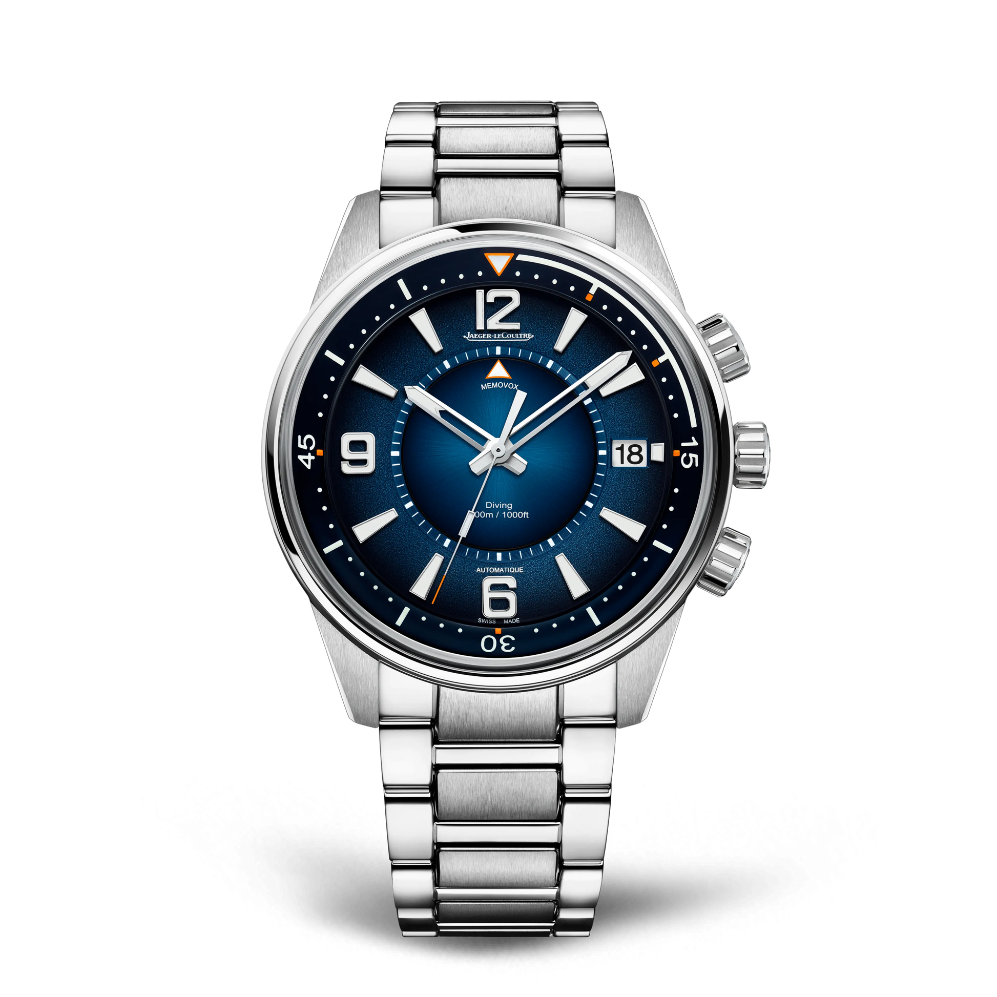 JLC - Polaris Mariner Memovox - 42 MM - Stainless Steel - Shaded Blue Dial - Stainless Steel Bracelet - Q903818J