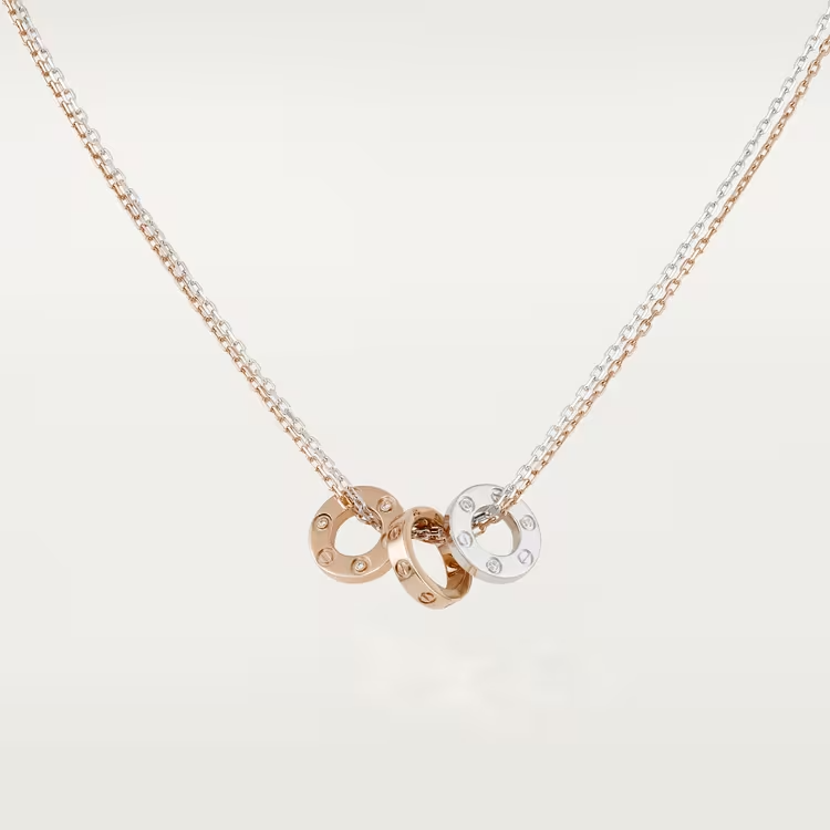 Cartier Love Necklace - Rose Gold and White Gold - Diamonds - B7219700