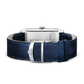 JLC - Reverso Tribute Duoface Calendar - 49.4 MM x 29.9 MM - Stainless Steel - Silvered-Gray/Blue Dial - Blue Leather/Canvas Strap - Q3918420