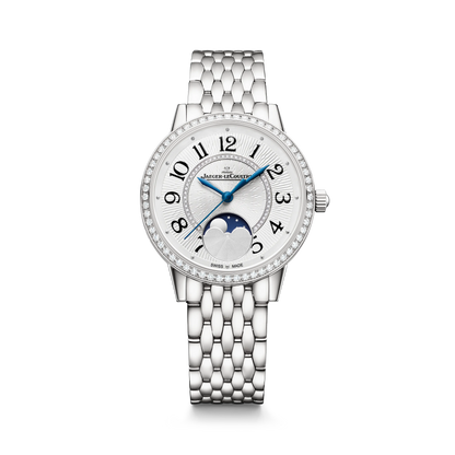 JLC - Rendez-Vous Classic Moon - 34 MM - Stainless Steel - Silvered-Gray Guilloché Diamond Dial - Diamond-Set Bezel - Stainless Steel Strap - Q3578131