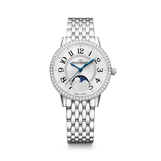 JLC - Rendez-Vous Classic Moon - 34 MM - Stainless Steel - Silvered-Gray Guilloché Diamond Dial - Diamond-Set Bezel - Stainless Steel Strap - Q3578131