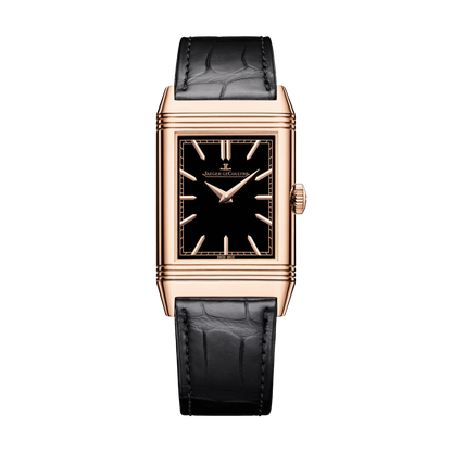 JLC - Reverso Tribute Enamel Snake - Year Of The Snake Edition - 45.6 MM x 27.4 MM - Pink Gold - Black Enamel Dial - Black Leather Strap - Q39324D2