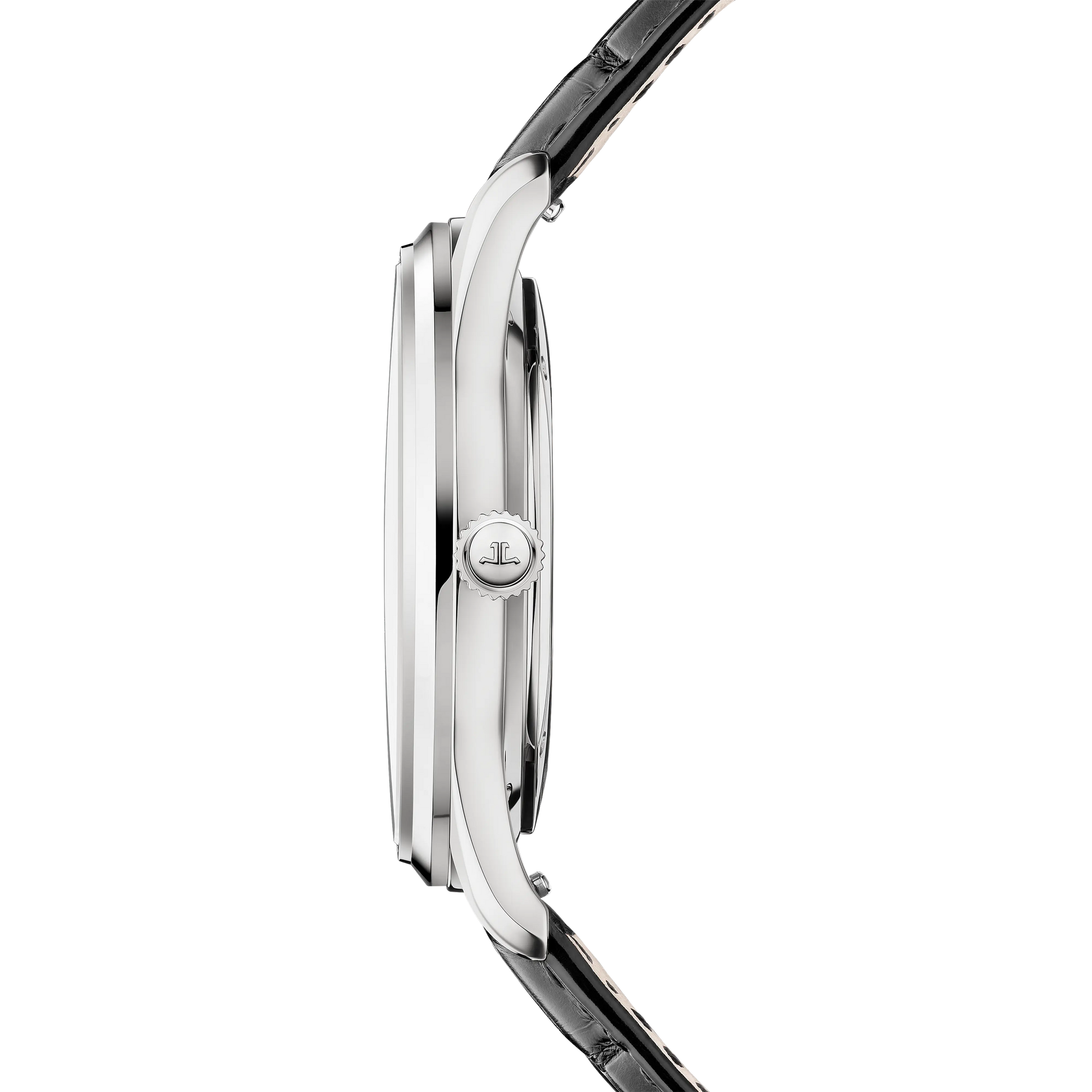 JLC - Master Ultra Thin Perpetual Calendar - 39 MM - Stainless Steel - Silvered-Gray Dial - Black Leather Strap - Q114842J