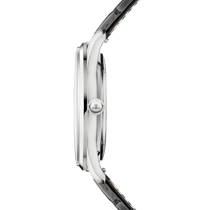 JLC - Master Ultra Thin Perpetual Calendar - 39 MM - Stainless Steel - Silvered-Gray Dial - Black Leather Strap - Q114842J