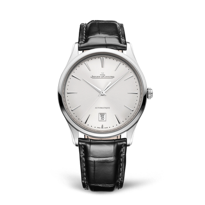 JLC - Master Ultra Thin Date - 39 MM - Stainless Steel - Silvered-Gray Dial - Black Leather Strap - Q1238421