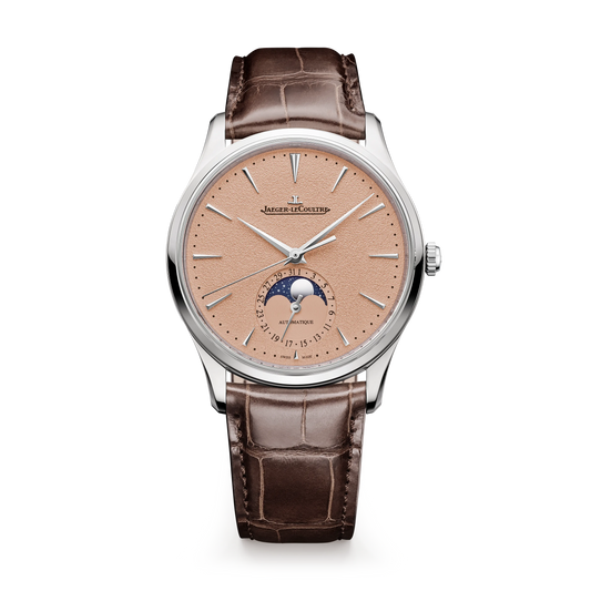 JLC - Master Ultra Thin Moon - 39 MM - Stainless Steel - Copper-Toned Grained Dial - Brown Leather Strap - Q1368460