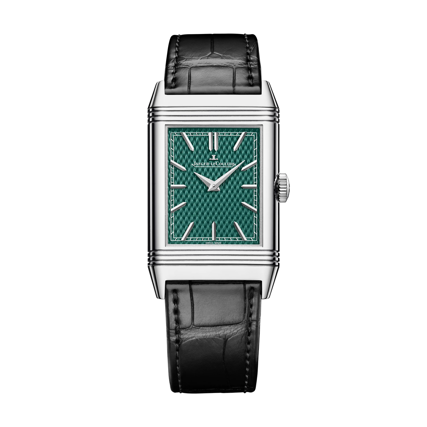 JLC - Reverso Tribute Enamel Hokusai Waterfalls Limited Edition - Kiyotaki Kannon Waterfall - 45.6 MM x 27.4 MM - White Gold - Green Guilloché Enamel Dial - Black Leather Strap - Q39334T8