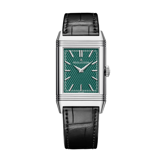JLC - Reverso Tribute Enamel Hokusai Waterfalls Limited Edition - Kiyotaki Kannon Waterfall - 45.6 MM x 27.4 MM - White Gold - Green Guilloché Enamel Dial - Black Leather Strap - Q39334T8