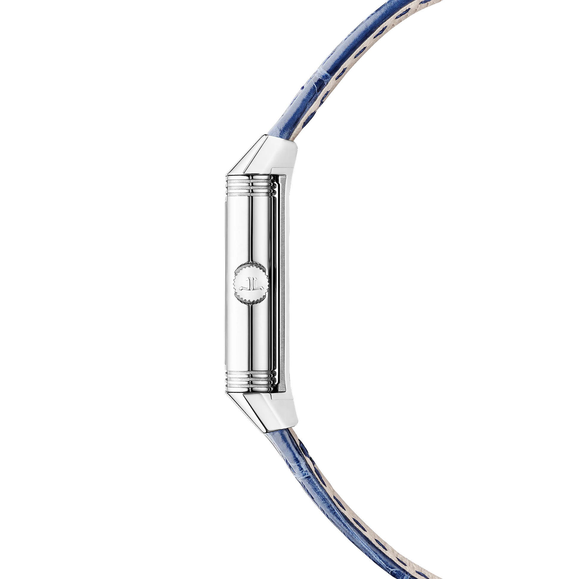 JLC - Reverso Classic Monoface Origin - 32.5 MM x 16.3 MM - Stainless Steel - Silvered-Gray Guilloché Dial - Blue Leather Strap - Q3878520