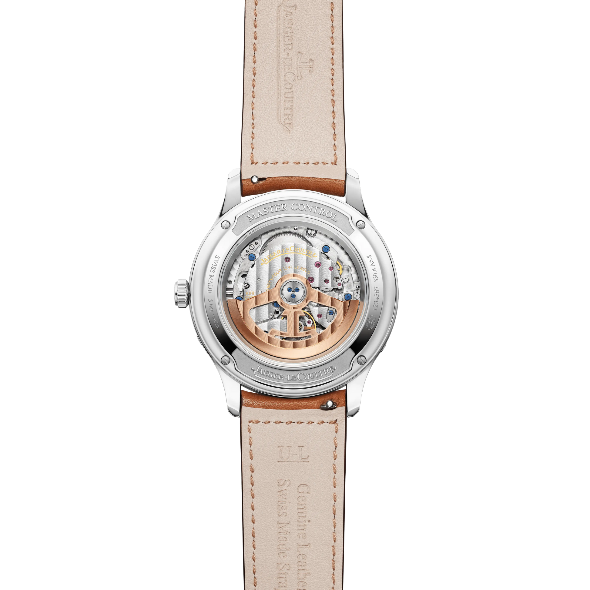 JLC - Master Control Calendar - 40 MM - Stainless Steel - Silvered-Gray Dial - Brown Leather Strap - Q4148421