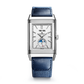 JLC - Reverso Tribute Duoface Calendar - 49.4 MM x 29.9 MM - Stainless Steel - Silvered-Gray/Blue Dial - Blue Leather/Canvas Strap - Q3918420