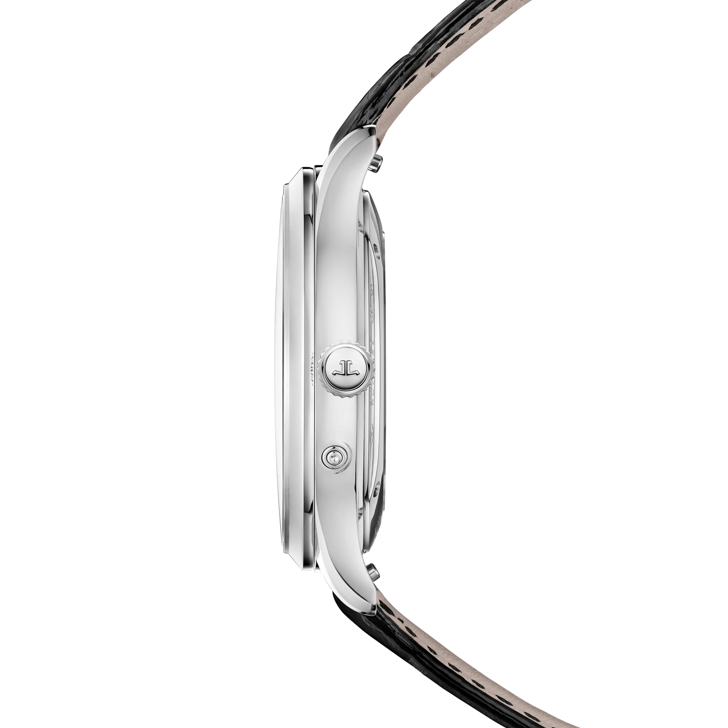 JLC - Master Ultra Thin Moon - 36 MM - Stainless Steel - Silvered-Gray Dial - Black Leather Strap - Q1248421