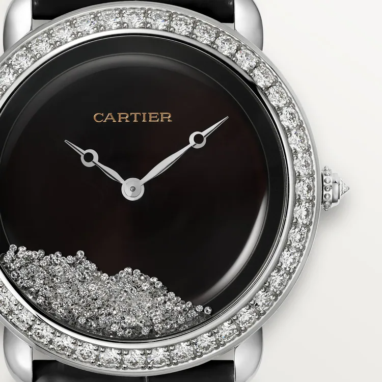 Cartier Révélation d'une Panthère White Gold 37 MM - Black Alligator Leather Strap - Diamond Bezel - Black Lacquer Dial - HPI01430