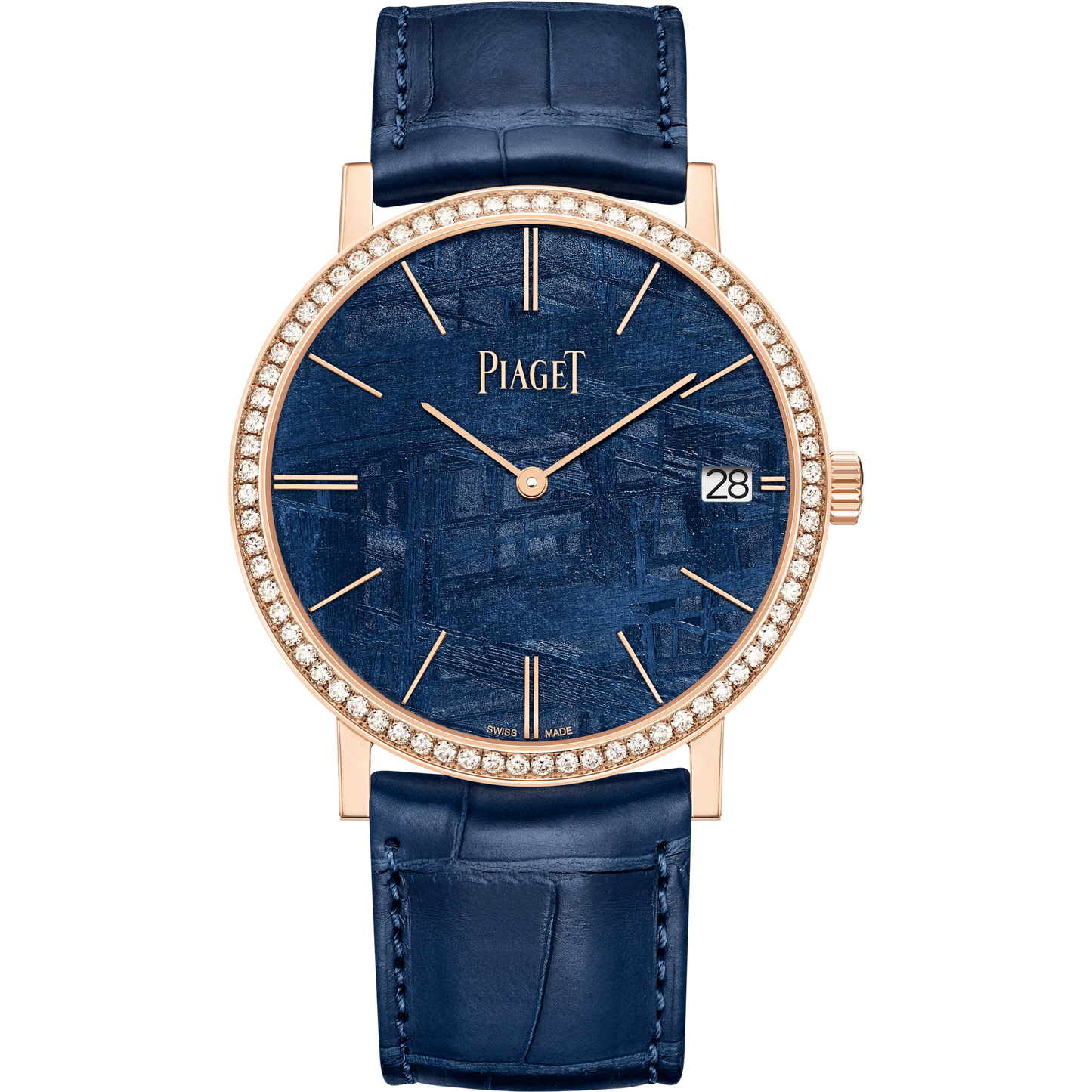 Piaget Altiplano - Rose Gold 40 MM - Blue Leather Strap - Diamond Bezel - Blue Dial - G0A44052