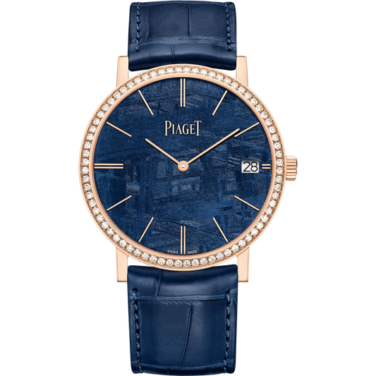 Piaget Altiplano - Rose Gold 40 MM - Blue Leather Strap - Diamond Bezel - Blue Dial - G0A44052