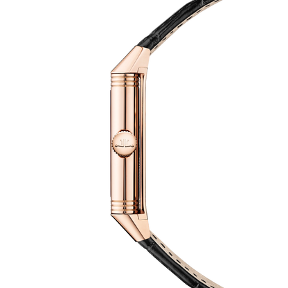 JLC - Reverso Tribute Enamel Snake - Year Of The Snake Edition - 45.6 MM x 27.4 MM - Pink Gold - Black Enamel Dial - Black Leather Strap - Q39324D2