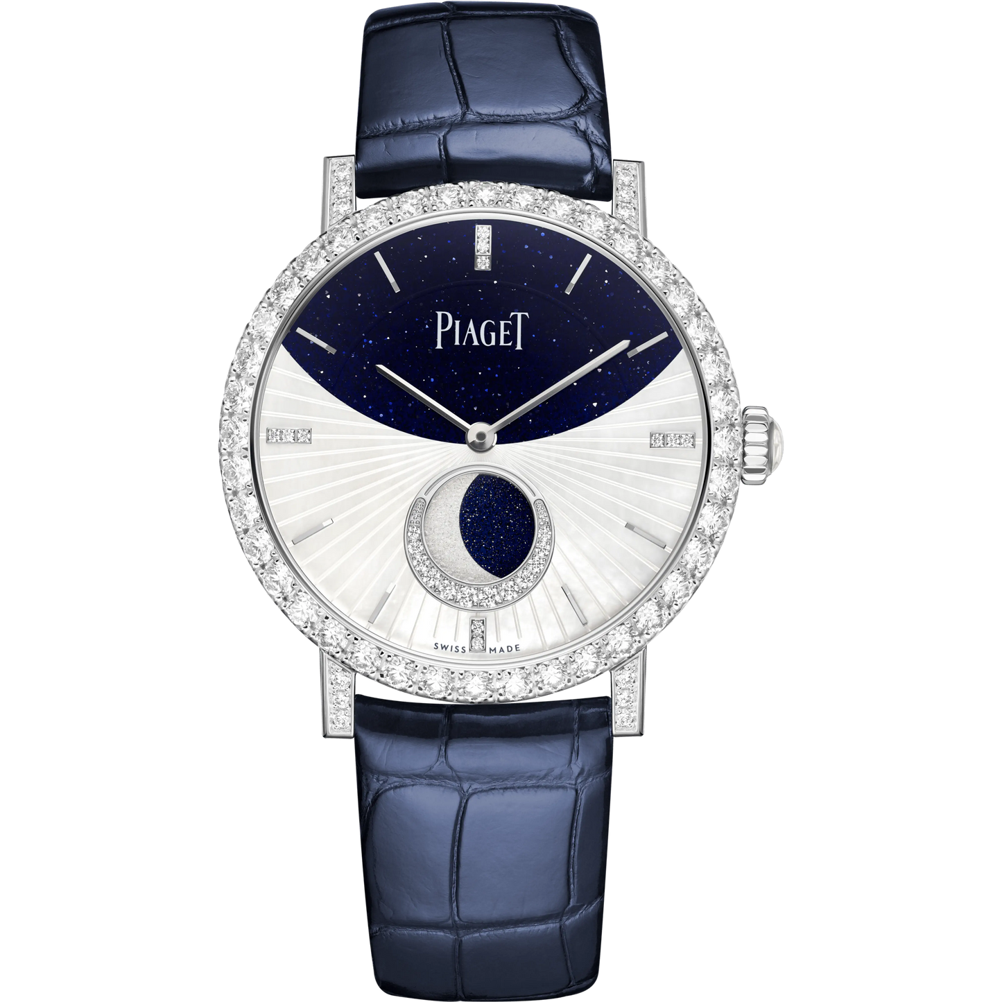 Piaget Altiplano - White Gold 36 MM - Blue Leather Strap - Diamond Bezel - White Mother-of-Pearl Dial - G0A47105