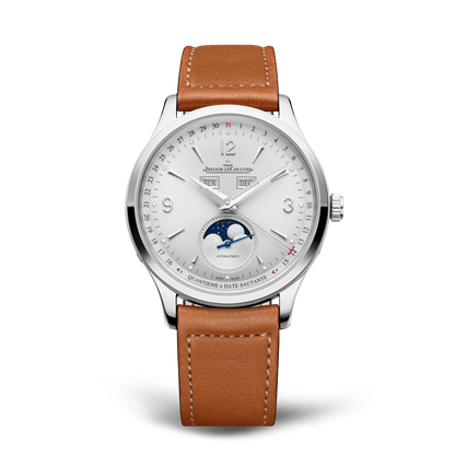 JLC - Master Control Calendar - 40 MM - Stainless Steel - Silvered-Gray Dial - Brown Leather Strap - Q4148421