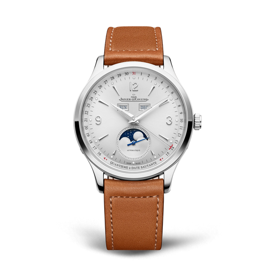 JLC - Master Control Calendar - 40 MM - Stainless Steel - Silvered-Gray Dial - Brown Leather Strap - Q4148421