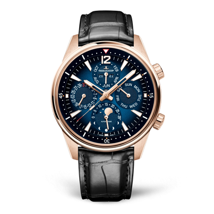 JLC - Polaris Perpetual Calendar - 42 MM - Pink Gold - Ocean Blue Dial - Blue Rubber Strap - Q9082681