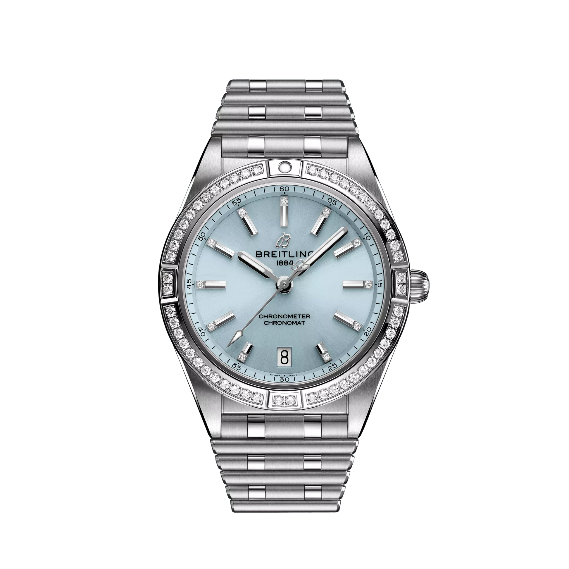 Breitling Chronomat Stainless steel & 18k Grey gold 36 MM - Stainless steel & 18k Grey gold Bracelet - Diamond Bezel - Light Blue Silver Dial - G10380591C1G1