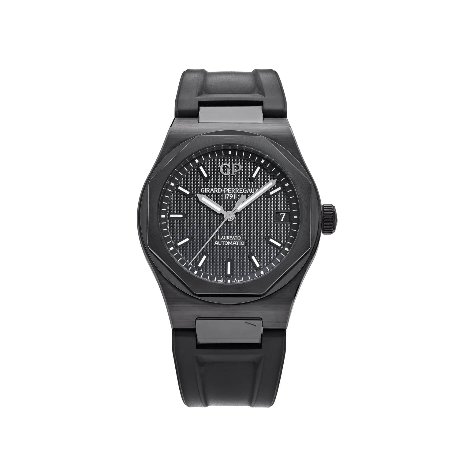 Girard-Perregaux Laureato Ceramic 42 MM - Rubber Bracelet - Black Dial - 81010-32-631-FK6A