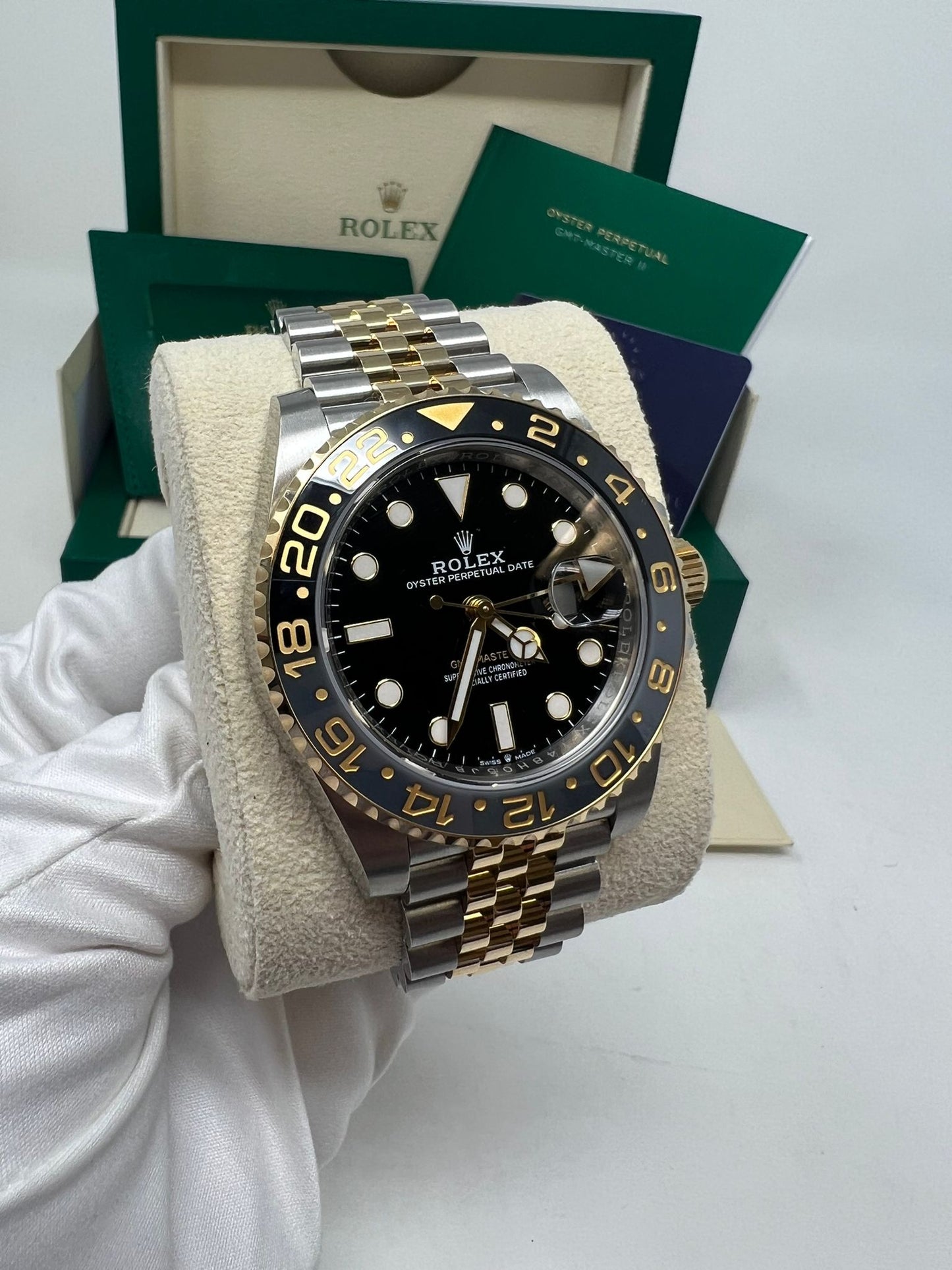 Rolex Steel and Yellow Gold Yellow Rolesor GMT-Master II Watch - 40 MM - Jubilee Bracelet - Bidirectional Rotatable Bezel - Black Dial - 126713grnr bkj