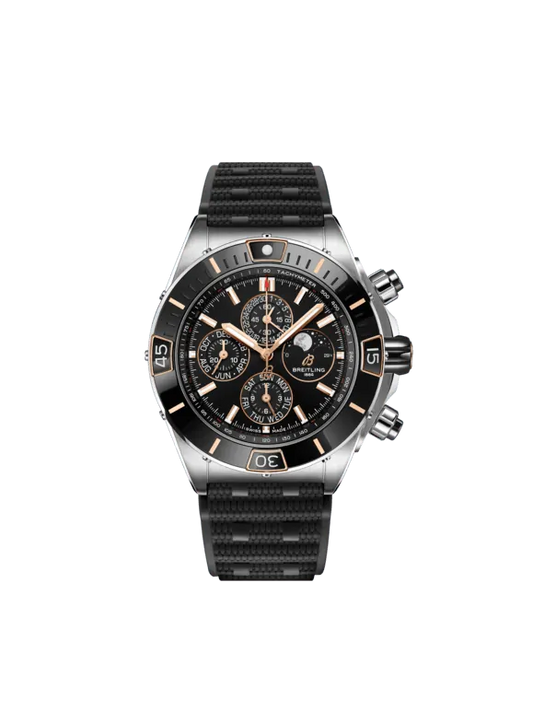 Breitling Chronomat Stainless Steel and Rose Gold 44 MM - Black Rubber Strap - Black Dial - I19320251B1S1