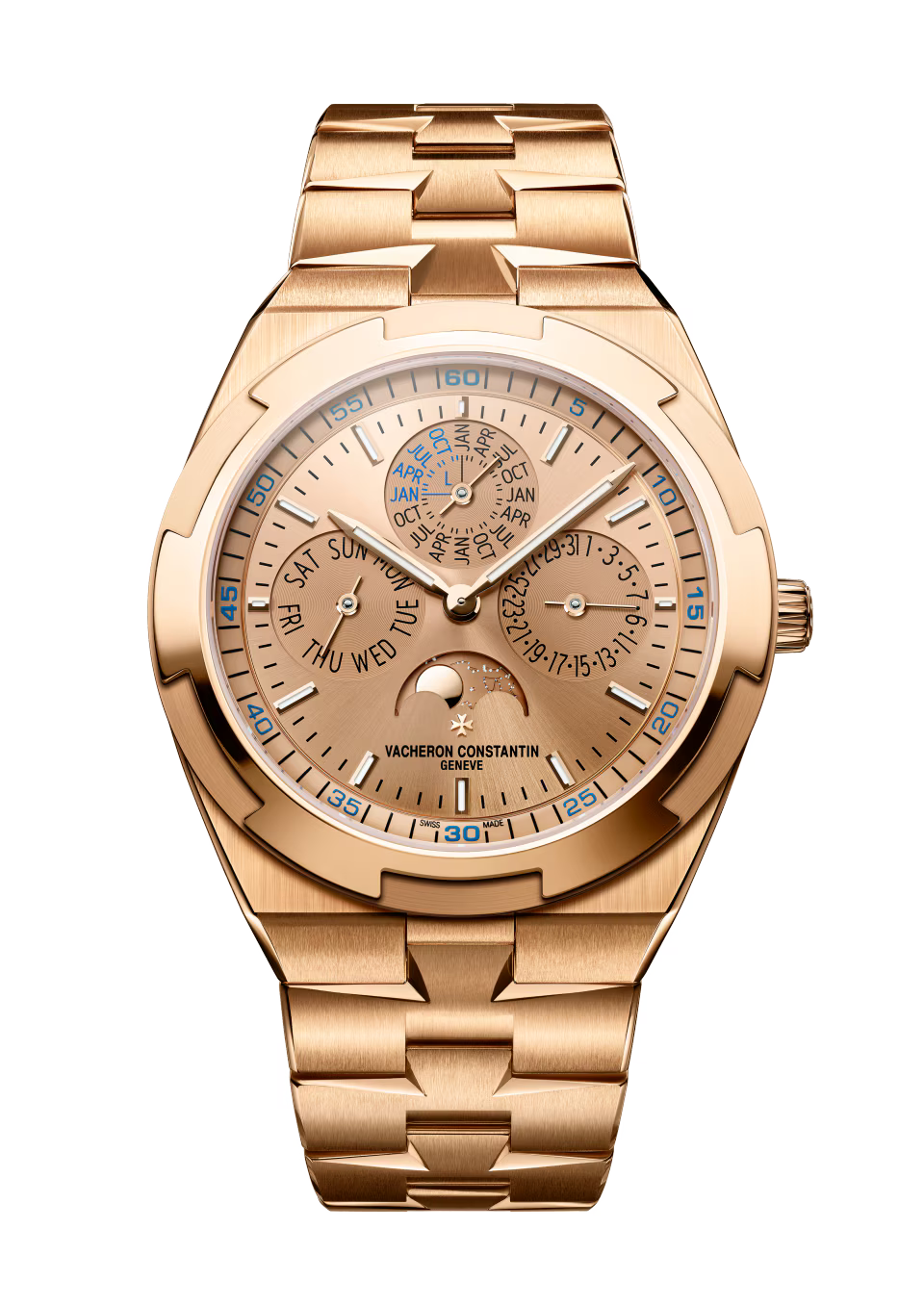 Vacheron Constantin Overseas Perpetual Calendar Ultra-Thin - Pink Gold - 41.5 MM - Pink Gold Bracelet - Golden-Lacquered Dial - 4300V/220R-H144