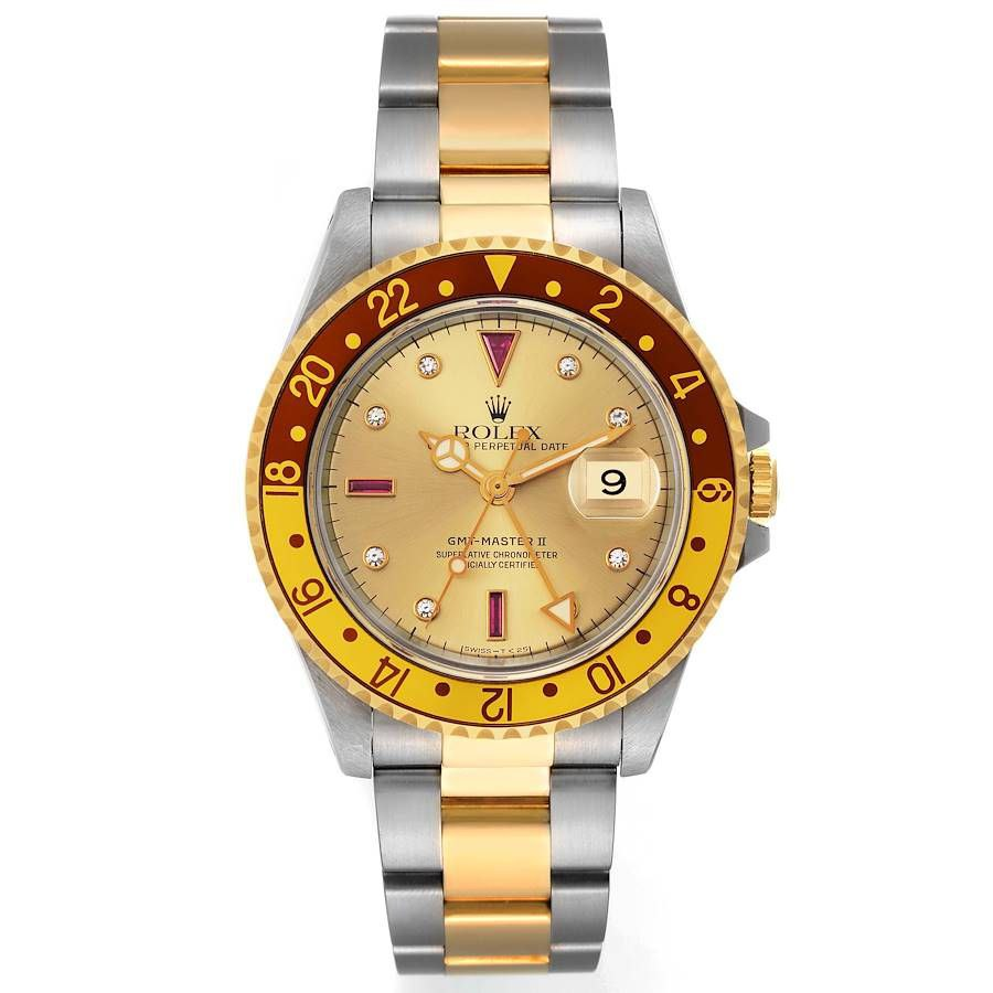 Rolex GMT-Master II - 40MM - Steel & Yellow Gold - Champagne Serti Dial - 16713chso