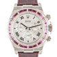 Rolex White Gold Daytona Watch - Off-Catalogue - 40 MM - Pave Diamond Dial - Ruby Leather Strap - Ruby Baguette Bezel - 116589SALV pd
