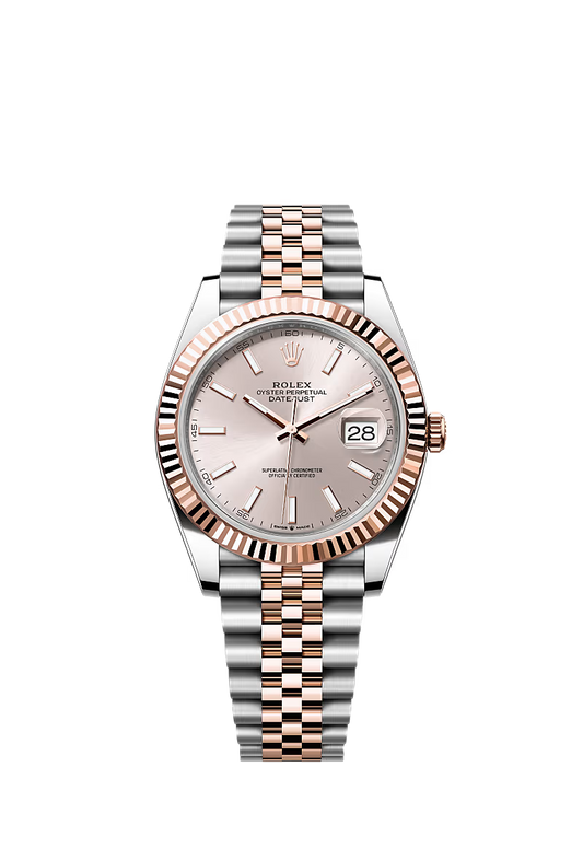 Rolex Stainless Steel and Pink Gold Datejust 41 Date Watch - 41 MM - Jubilee Bracelet - Fluted Bezel - Sundust Index Dial - 126331 suij