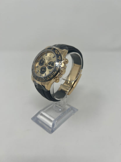 Rolex Yellow Gold Daytona Watch - 40 MM - Oysterflex Strap - Champagne Dial - 116518LN-0048