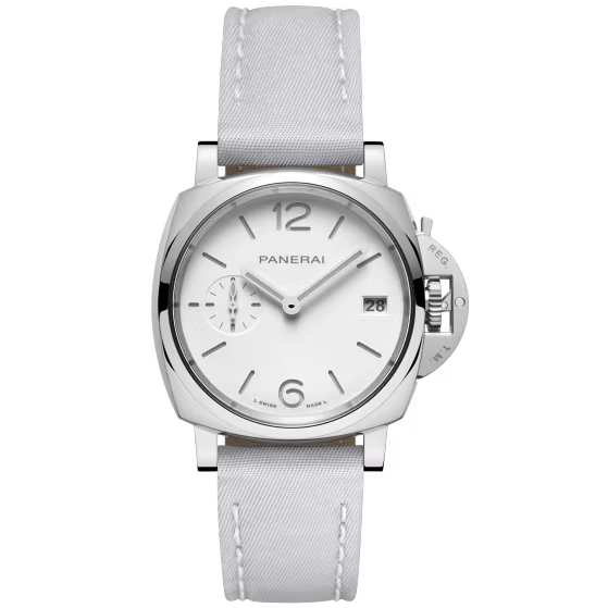 Panerai Luminor Due Stainless Steel 38 MM - White Leather Strap - White Dial - PAM01426