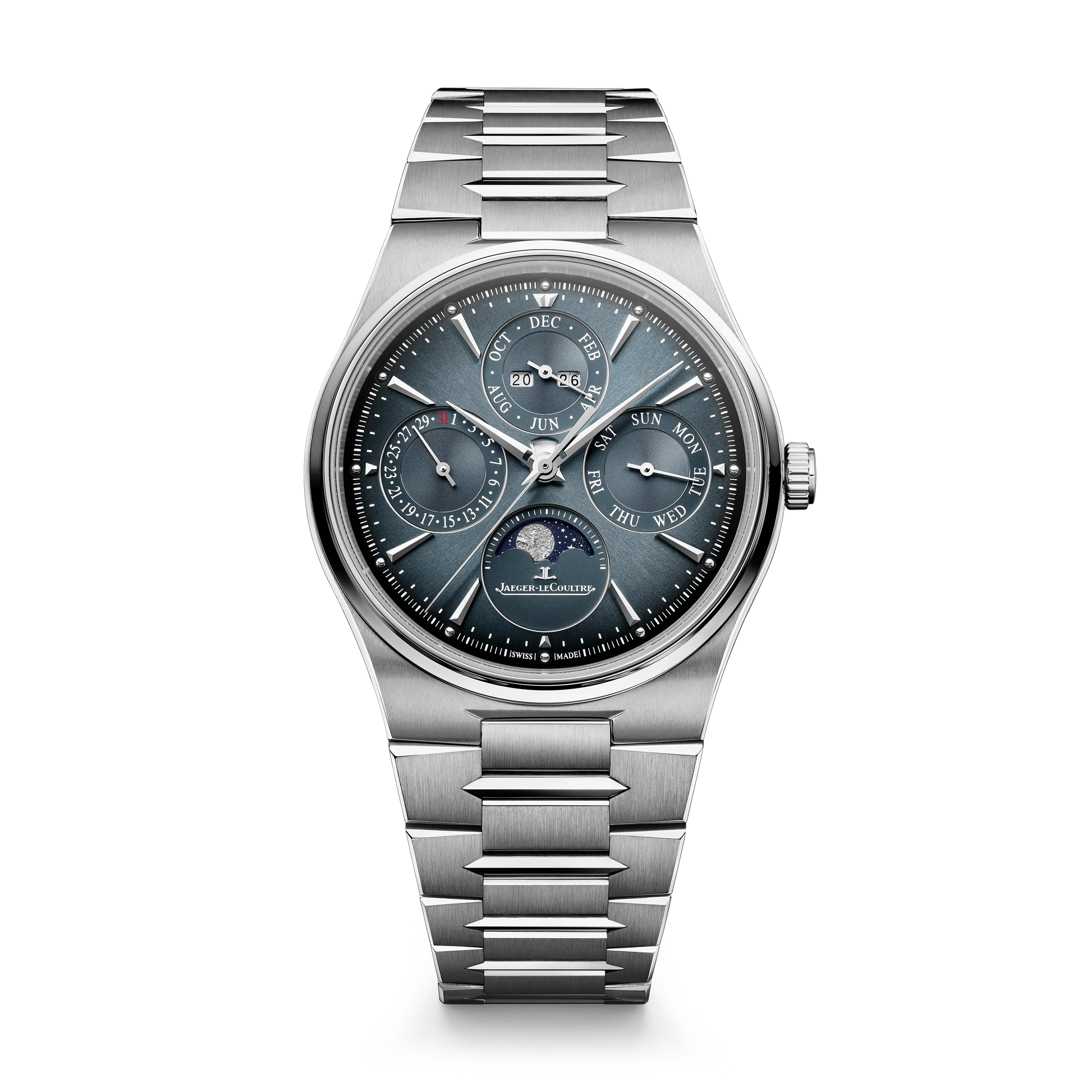 JLC - Master Control Chronometre Perpetual Calendar - 39 MM - Stainless Steel - Blue Sunray-Brushed Dial - Stainless Steel Bracelet - Q4178180