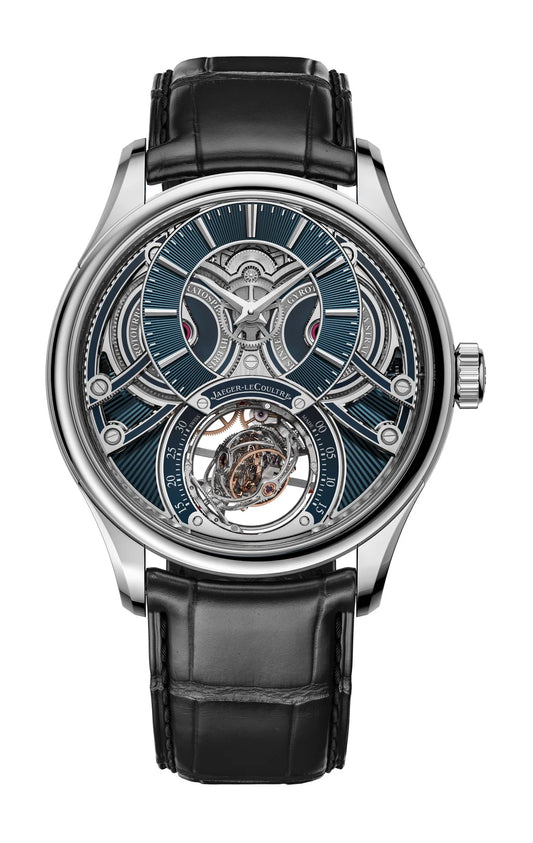 JLC - Master Hybris Inventiva Gyrotourbillon À Stratosphère - Limited Edition - 42 MM - Platinum - Blue Enamel Guilloché Dial - Black Alligator Leather Strap - Q5306480