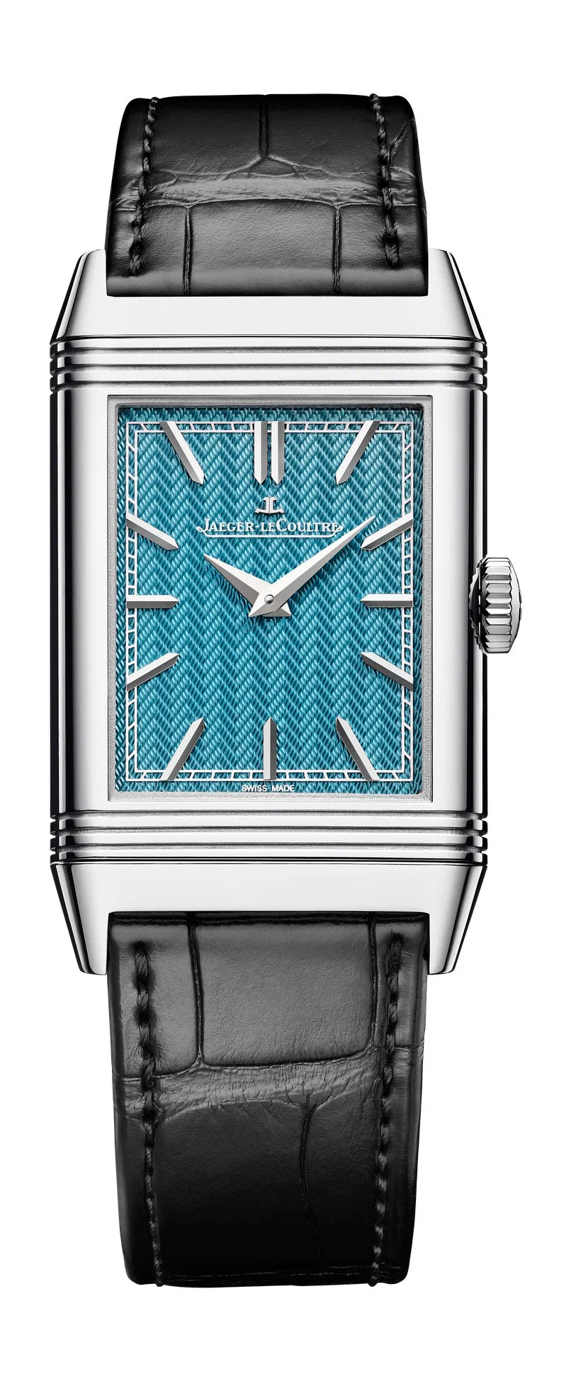 JLC - Reverso Tribute Enamel Hokusai Waterfalls Limited Edition - The Falls At Aoigaoka - 45.6 MM x 27.4 MM - White Gold - Blue Guilloché Enamel Dial - White Gold Bracelet / Black Leather Strap - Q39331T9