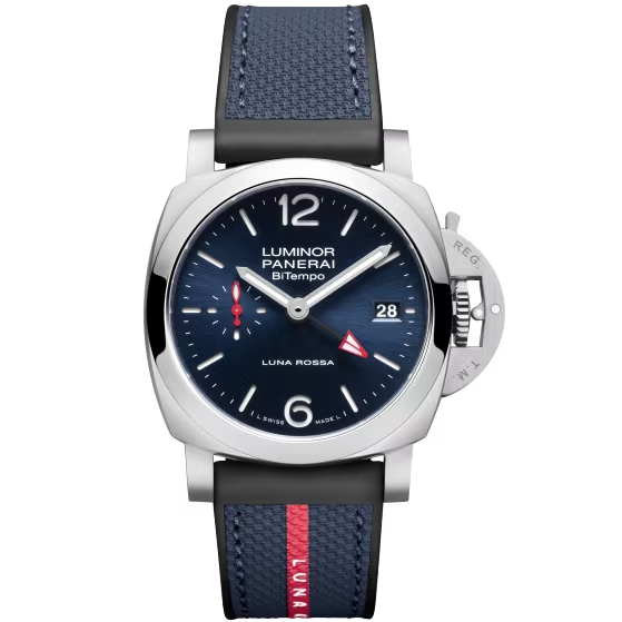 Panerai Luminor Stainless Steel 40 MM - Blue Rubber Strap - Blue Sun-brushed Dial - PAM01404