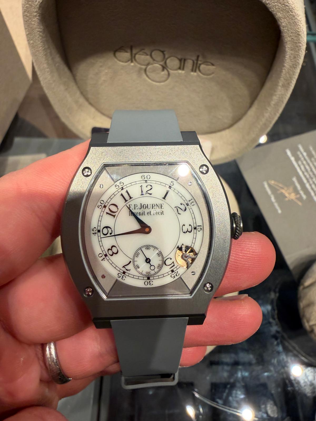 F.P. Journe Elégante Titanium 48 x 40 MM - Grey Rubber Strap - White Dial - Élégante Titanium