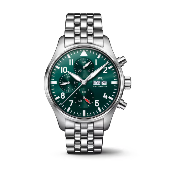 IWC Pilot's - Chronograph - Steel - 43 MM - Green Dial - IW378006  nyc watcher nyc watches