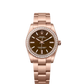 Rolex Everose Gold Oyster Perpetual Watch - 34 MM - Oyster Bracelet - Brown Diamond-Set Dial - Diamond Bezel - 124245RBR-0001