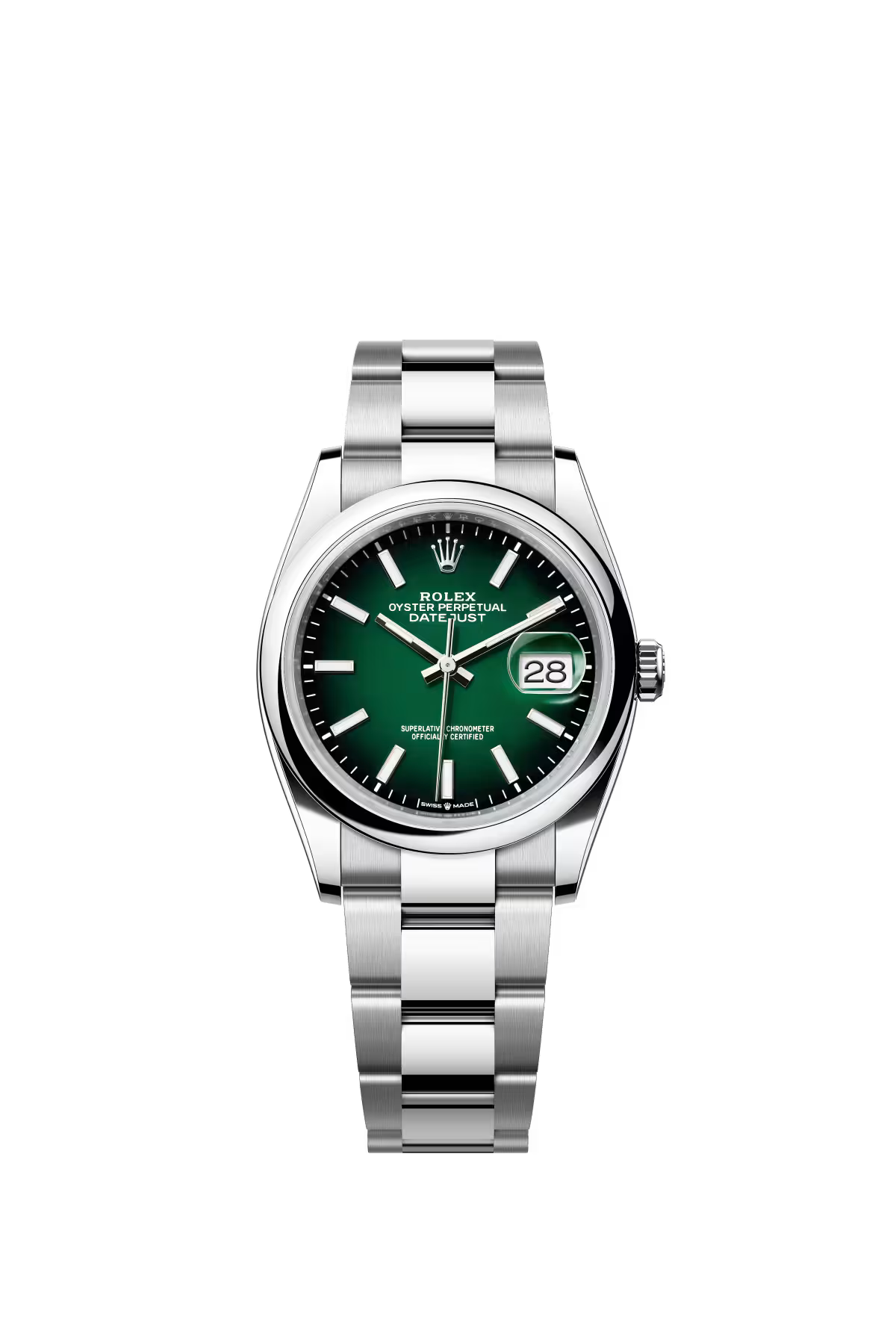 Rolex Stainless Steel Datejust - 36 MM - Oyster Bracelet - Domed Bezel - Green Ombré Dial - 126200-0025