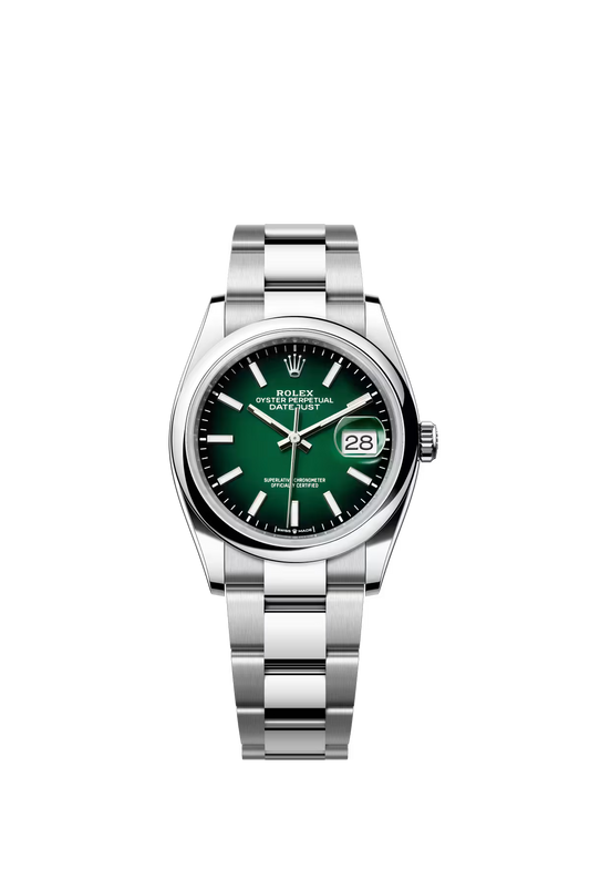 Rolex Stainless Steel Datejust - 36 MM - Oyster Bracelet - Domed Bezel - Green Ombré Dial - 126200-0025