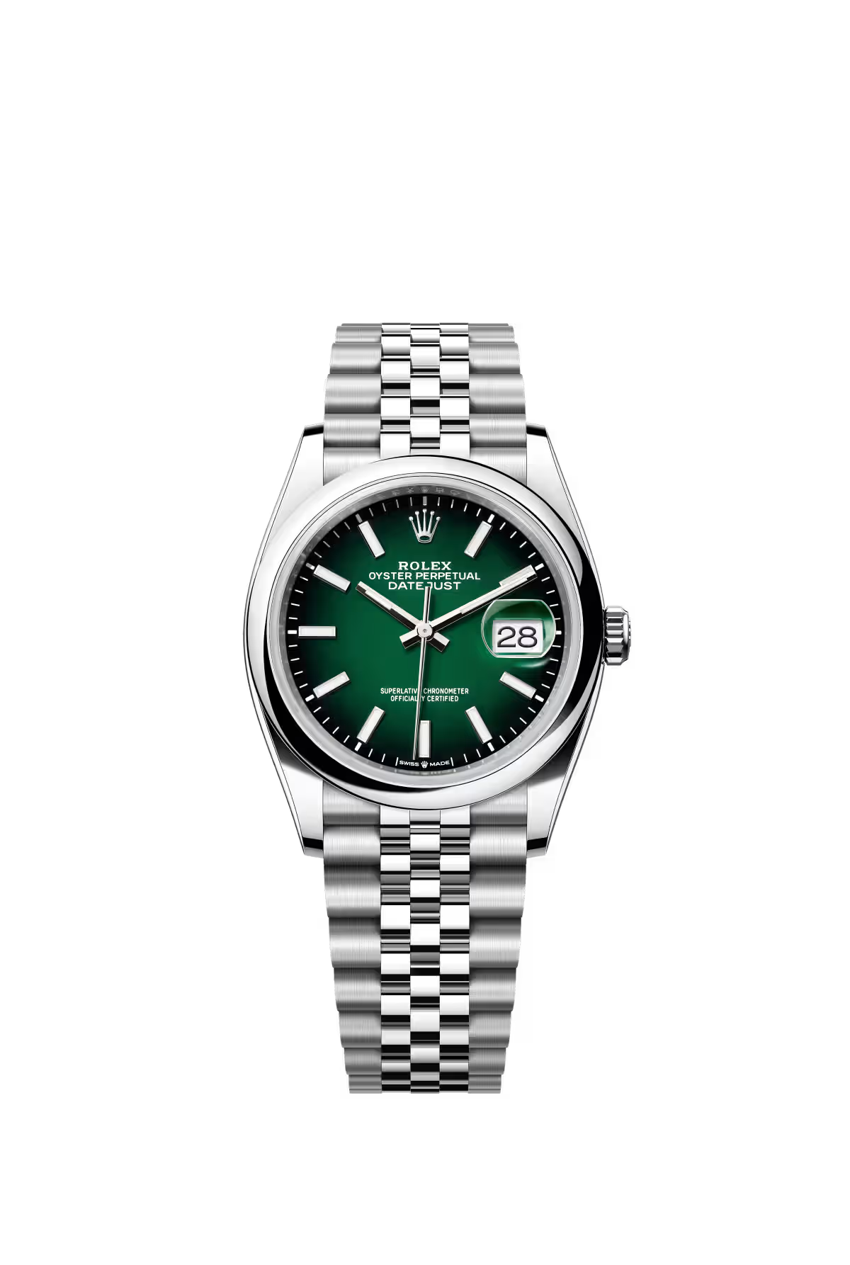 Rolex Stainless Steel Datejust - 36 MM - Jubilee Bracelet - Domed Bezel - Green Ombré Dial - 126200-0026