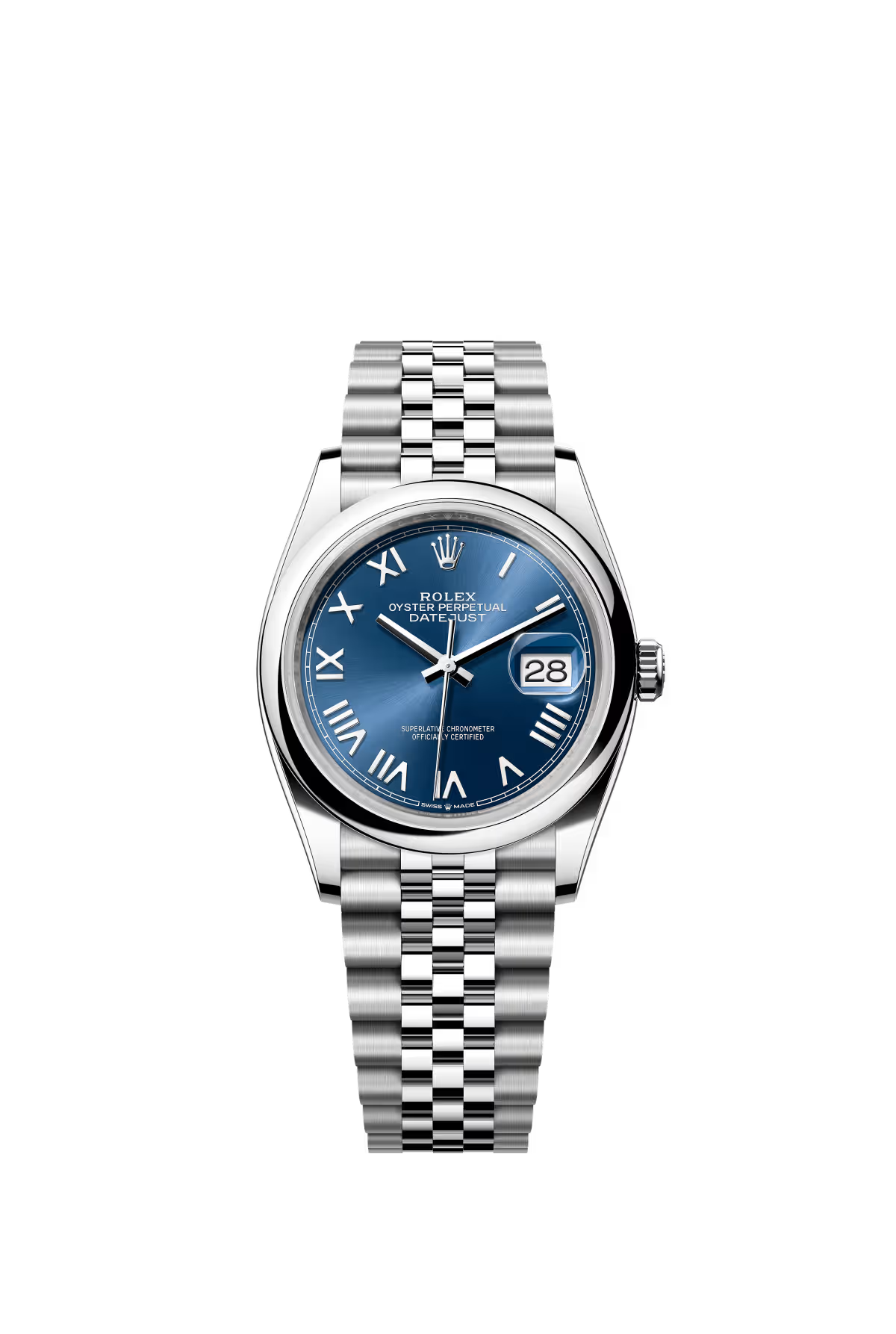 Rolex Stainless Steel Datejust - 36 MM - Jubilee Bracelet - Domed Bezel - Blue Roman Dial - 126200-0029