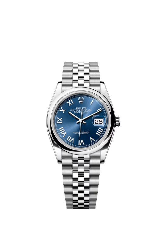 Rolex Stainless Steel Datejust - 36 MM - Jubilee Bracelet - Domed Bezel - Blue Roman Dial - 126200-0029